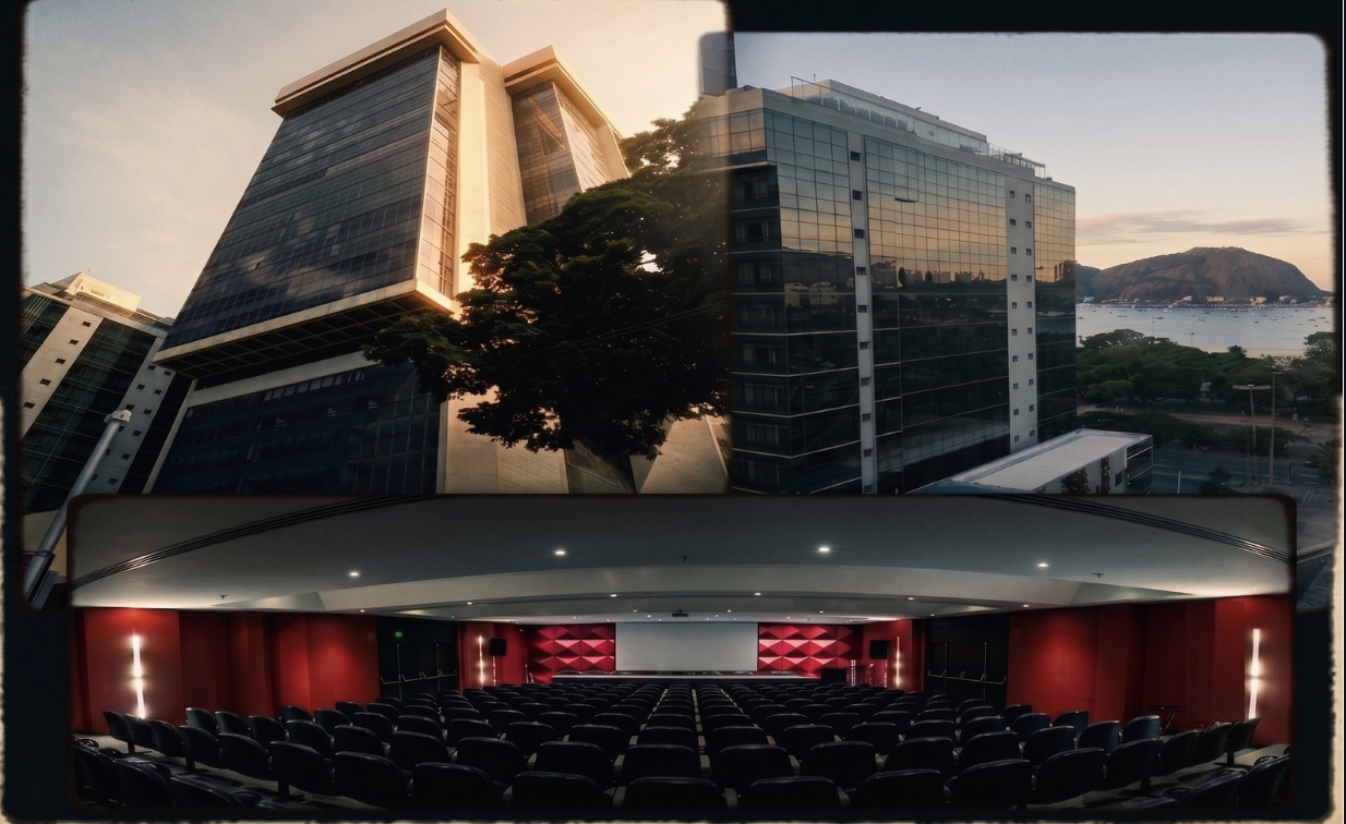 Fachada do centro de convenções e auditório do evento no Flamengo, Rio de Janeiro